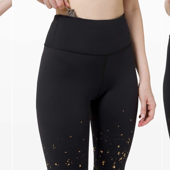 LULULEMON Black With Gold Speckles Speed Wunder Tight size 6 - Picture 6 of 13